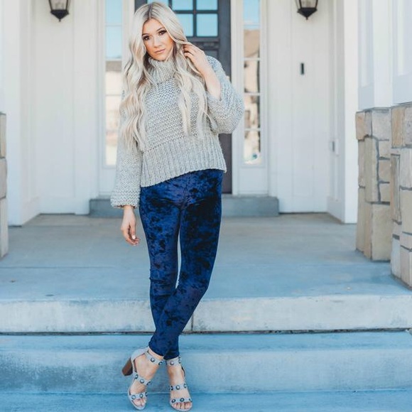 Velvet Leggings Navy Blue - Picture 2 of 6